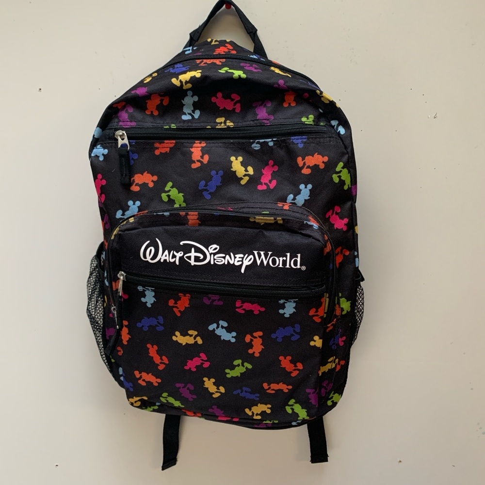 Disney World Parks Backpack Mickey Mouse Silhouette Multicolor Colors and Black
